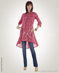 WWO-12079 - Pink & White Pure Cotton Kurti