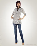 WWO-12084 - Black & White Pure Cotton Kurti