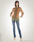 WWO-13879 - Blue & Multi Pure Crepe Silk Kurti