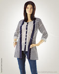 WWO-16145 - Black & White Silk & Cotton Top