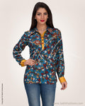 WWO-19399 - Blue & Multi Silk & Cotton Kurtha