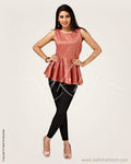 WWO-21581 - Peach & Multi Silk & Cotton Top