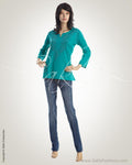 WWO-7773 - Blue & Green Pure Cotton Top